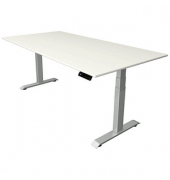 Sitz-Steh-Schreibtisch Move 4, elektrisch höhenverstellbar, 64-129cm (H), 200x100cm (BxT), rechteckig, weiß / silber