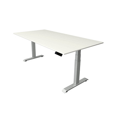 Sitz-Steh-Schreibtisch Move 4, elektrisch höhenverstellbar, 64-129cm (H), 200x100cm (BxT), rechteckig, weiß / silber