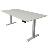 Sitz-Steh-Schreibtisch Move 4, elektrisch höhenverstellbar, 64-129cm (H), 200x100cm (BxT), rechteckig, lichtgrau / silber