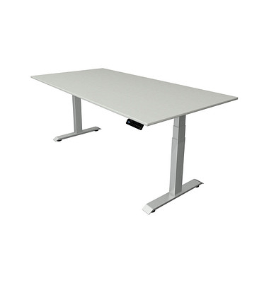 Sitz-Steh-Schreibtisch Move 4, elektrisch höhenverstellbar, 64-129cm (H), 200x100cm (BxT), rechteckig, lichtgrau / silber