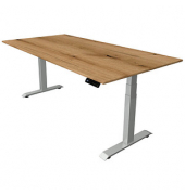 Sitz-Steh-Schreibtisch Move 4, elektrisch höhenverstellbar, 64-129cm (H), 200x100cm (BxT), rechteckig, eiche / silber