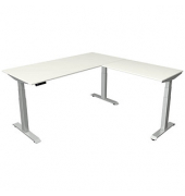 Sitz-Steh-Schreibtisch Move 4, elektrisch höhenverstellbar, 64-129cm (H), 180x180cm (BxT), rechteckig, weiß / silber