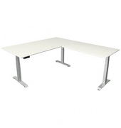 Sitz-Steh-Schreibtisch Move 4, elektrisch höhenverstellbar, 64-129cm (H), 200x220cm (BxT), rechteckig, weiß / silber