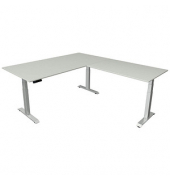 Sitz-Steh-Schreibtisch Move 4, elektrisch höhenverstellbar, 64-129cm (H), 200x220cm (BxT), rechteckig, lichtgrau / silber