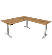 Sitz-Steh-Schreibtisch Move 4, elektrisch höhenverstellbar, 64-129cm (H), 200x220cm (BxT), rechteckig, eiche / silber