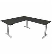 Sitz-Steh-Schreibtisch Move 4, elektrisch höhenverstellbar, 64-129cm (H), 200x220cm (BxT), rechteckig, anthrazit / silber