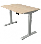 Sitz-Steh-Schreibtisch Move 4, elektrisch höhenverstellbar, 64-129cm (H), 120x80cm (BxT), rechteckig, ahorn / silber