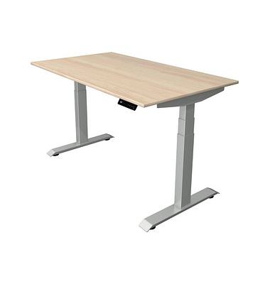 Sitz-Steh-Schreibtisch Move 4, elektrisch höhenverstellbar, 64-129cm (H), 140x80cm (BxT), rechteckig, ahorn / silber