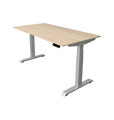 Sitz-Steh-Schreibtisch Move 4, elektrisch höhenverstellbar, 64-129cm (H), 160x80cm (BxT), rechteckig, ahorn / silber