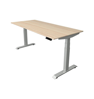 Sitz-Steh-Schreibtisch Move 4, elektrisch höhenverstellbar, 64-129cm (H), 180x80cm (BxT), rechteckig, ahorn / silber