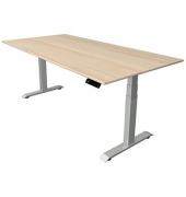 Sitz-Steh-Schreibtisch Move 4, elektrisch höhenverstellbar, 64-129cm (H), 200x100cm (BxT), rechteckig, ahorn / silber