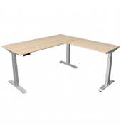 Sitz-Steh-Schreibtisch Move 4, elektrisch höhenverstellbar, 64-129cm (H), 180x180cm (BxT), rechteckig, ahorn / silber