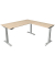 Sitz-Steh-Schreibtisch Move 4, elektrisch höhenverstellbar, 64-129cm (H), 180x180cm (BxT), rechteckig, ahorn / silber