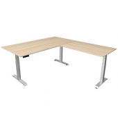 Sitz-Steh-Schreibtisch Move 4, elektrisch höhenverstellbar, 64-129cm (H), 200x220cm (BxT), rechteckig, ahorn / silber