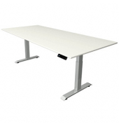 Sitz-Steh-Schreibtisch Move 4, elektrisch höhenverstellbar, 64-129cm (H), 225x100cm (BxT), rechteckig, weiß / silber