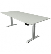 Sitz-Steh-Schreibtisch Move 4, elektrisch höhenverstellbar, 64-129cm (H), 225x100cm (BxT), rechteckig, lichtgrau / silber