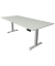 Sitz-Steh-Schreibtisch Move 4, elektrisch h&ouml;henverstellbar, 64-129cm (H), 225x100cm (BxT), rechteckig, lichtgrau / silber