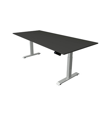 Sitz-Steh-Schreibtisch Move 4, elektrisch höhenverstellbar, 64-129cm (H), 225x100cm (BxT), rechteckig, anthrazit / silber
