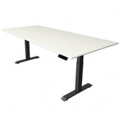 Sitz-Steh-Schreibtisch Move 4, elektrisch höhenverstellbar, 64-129cm (H), 225x100cm (BxT), rechteckig, weiß / anthrazit