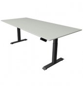 Sitz-Steh-Schreibtisch Move 4, elektrisch höhenverstellbar, 64-129cm (H), 225x100cm (BxT), rechteckig, lichtgrau / anthrazit