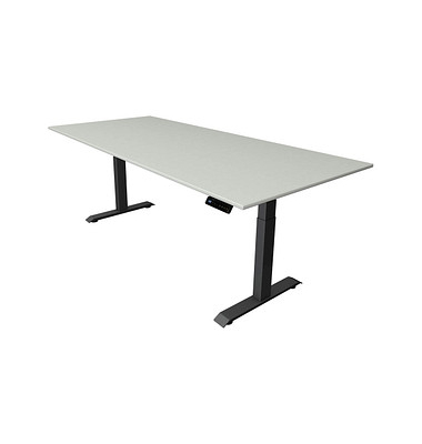 Sitz-Steh-Schreibtisch Move 4, elektrisch höhenverstellbar, 64-129cm (H), 225x100cm (BxT), rechteckig, lichtgrau / anthrazit