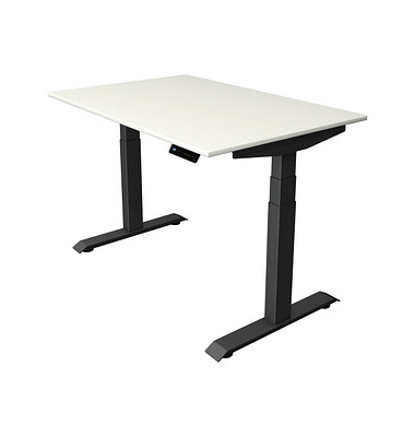 Sitz-Steh-Schreibtisch Move 4, elektrisch höhenverstellbar, 64-129cm (H), 120x80cm (BxT), rechteckig, weiß / anthrazit