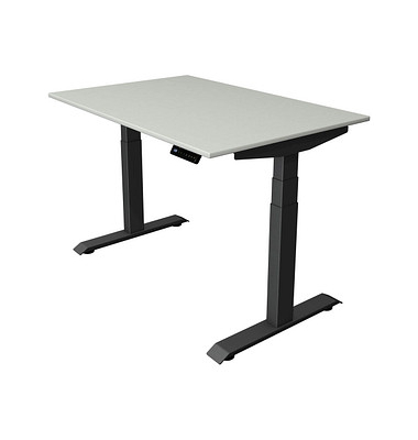 Sitz-Steh-Schreibtisch Move 4, elektrisch höhenverstellbar, 64-129cm (H), 120x80cm (BxT), rechteckig, lichtgrau / anthrazit