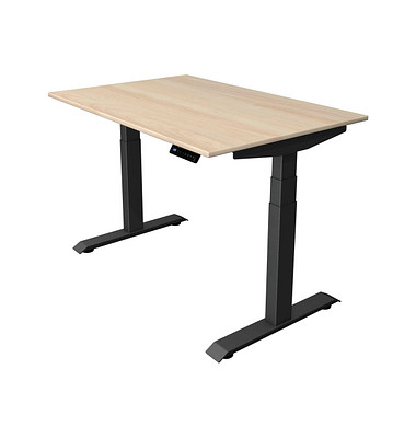 Sitz-Steh-Schreibtisch Move 4, elektrisch höhenverstellbar, 64-129cm (H), 120x80cm (BxT), rechteckig, ahorn / anthrazit
