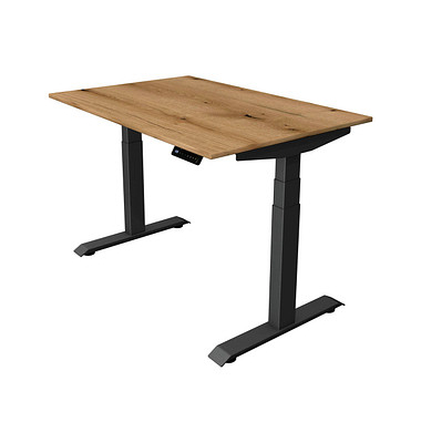 Sitz-Steh-Schreibtisch Move 4, elektrisch höhenverstellbar, 64-129cm (H), 120x80cm (BxT), rechteckig, eiche / anthrazit