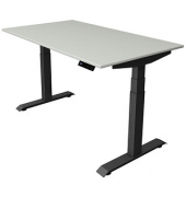 Sitz-Steh-Schreibtisch Move 4, elektrisch höhenverstellbar, 64-129cm (H), 140x80cm (BxT), rechteckig, lichtgrau / anthrazit
