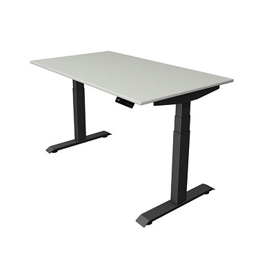 Sitz-Steh-Schreibtisch Move 4, elektrisch höhenverstellbar, 64-129cm (H), 140x80cm (BxT), rechteckig, lichtgrau / anthrazit