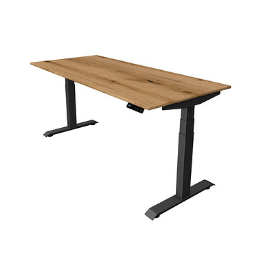 Sitz-Steh-Schreibtisch Move 4, elektrisch höhenverstellbar, 64-129cm (H), 180x80cm (BxT), rechteckig, eiche / anthrazit