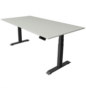 Sitz-Steh-Schreibtisch Move 4, elektrisch höhenverstellbar, 64-129cm (H), 200x100cm (BxT), rechteckig, lichtgrau / anthrazit