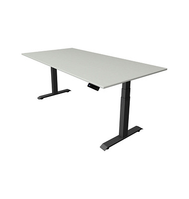 Sitz-Steh-Schreibtisch Move 4, elektrisch höhenverstellbar, 64-129cm (H), 200x100cm (BxT), rechteckig, lichtgrau / anthrazit