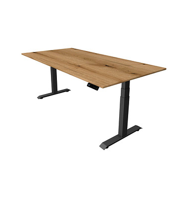 Sitz-Steh-Schreibtisch Move 4, elektrisch höhenverstellbar, 64-129cm (H), 200x100cm (BxT), rechteckig, eiche / anthrazit