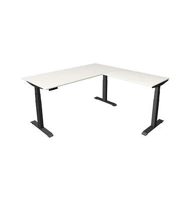 Sitz-Steh-Schreibtisch Move 4, elektrisch höhenverstellbar, 64-129cm (H), 180x180cm (BxT), rechteckig, weiß / anthrazit