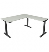 Sitz-Steh-Schreibtisch Move 4, elektrisch höhenverstellbar, 64-129cm (H), 180x180cm (BxT), rechteckig, lichtgrau / anthrazit