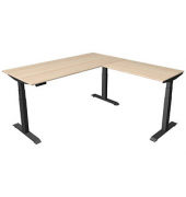 Sitz-Steh-Schreibtisch Move 4, elektrisch höhenverstellbar, 64-129cm (H), 180x180cm (BxT), rechteckig, ahorn / anthrazit