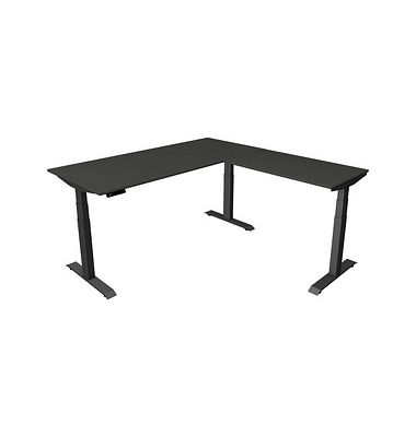 Sitz-Steh-Schreibtisch Move 4, elektrisch höhenverstellbar, 64-129cm (H), 180x180cm (BxT), rechteckig, anthrazit / anthrazit