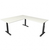 Sitz-Steh-Schreibtisch Move 4, elektrisch höhenverstellbar, 64-129cm (H), 200x220cm (BxT), rechteckig, weiß / anthrazit