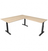 Sitz-Steh-Schreibtisch Move 4, elektrisch höhenverstellbar, 64-129cm (H), 200x220cm (BxT), rechteckig, ahorn / anthrazit