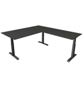 Sitz-Steh-Schreibtisch Move 4, elektrisch höhenverstellbar, 64-129cm (H), 200x220cm (BxT), rechteckig, anthrazit / anthrazit