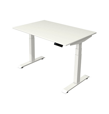 Sitz-Steh-Schreibtisch Move 4, elektrisch höhenverstellbar, 64-129cm (H), 120x80cm (BxT), rechteckig, weiß / weiß
