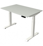 Sitz-Steh-Schreibtisch Move 4, elektrisch höhenverstellbar, 64-129cm (H), 120x80cm (BxT), rechteckig, lichtgrau / weiß