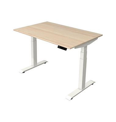 Sitz-Steh-Schreibtisch Move 4, elektrisch höhenverstellbar, 64-129cm (H), 120x80cm (BxT), rechteckig, ahorn / weiß