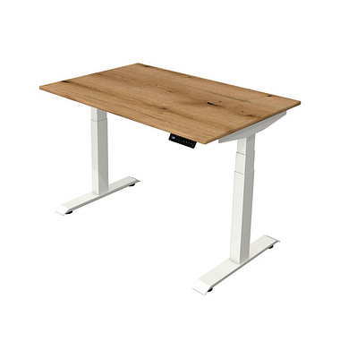 Sitz-Steh-Schreibtisch Move 4, elektrisch höhenverstellbar, 64-129cm (H), 120x80cm (BxT), rechteckig, eiche / weiß