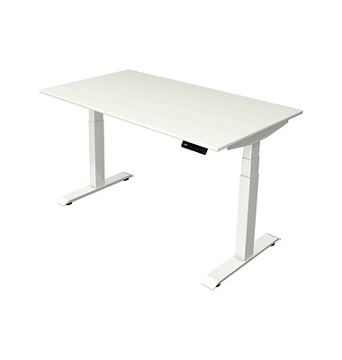 Sitz-Steh-Schreibtisch Move 4, elektrisch höhenverstellbar, 64-129cm (H), 140x80cm (BxT), rechteckig, weiß / weiß