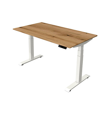 Sitz-Steh-Schreibtisch Move 4, elektrisch höhenverstellbar, 64-129cm (H), 140x80cm (BxT), rechteckig, eiche / weiß
