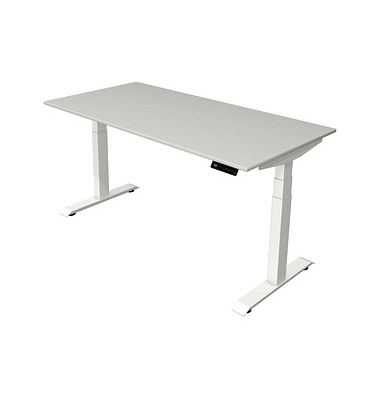 Sitz-Steh-Schreibtisch Move 4, elektrisch höhenverstellbar, 64-129cm (H), 160x80cm (BxT), rechteckig, lichtgrau / weiß