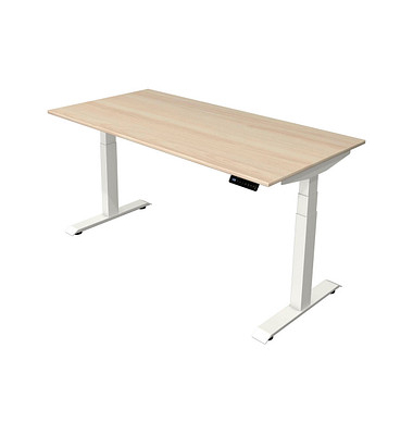 Sitz-Steh-Schreibtisch Move 4, elektrisch höhenverstellbar, 64-129cm (H), 160x80cm (BxT), rechteckig, ahorn / weiß